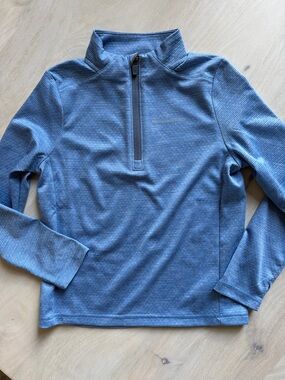 EUC SZ 7 Vineyard Vines SANKATY Kids Blue Quarter-Zip Pullover tech